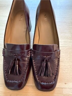 NYDJ Women's Burgundy Leather Tassel Loafers - Deep Wine - Dexter - Size 8.5